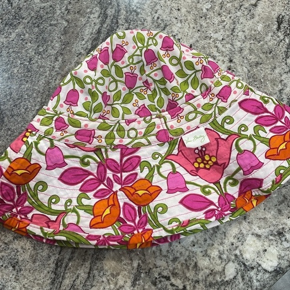 VERA BRADLEY Summer Bucket Hat, LILLI BELL Pink Orange Tulips, Reversible - Picture 3 of 4